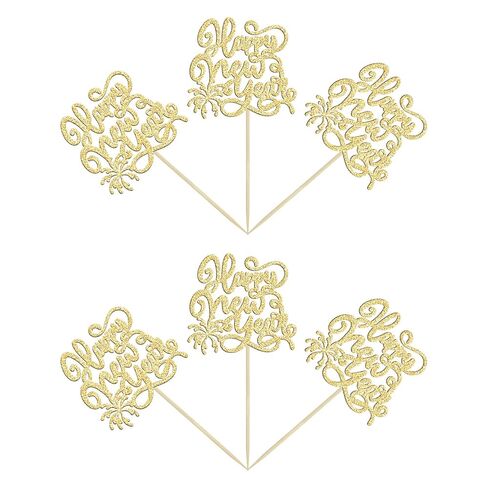 24 قطعة من Gyufise 2026 Happy New Year Cupcake Toppers Gold Glitter Firework Clock Hello 2026 Cheers to 2026 Cupcake Pick ديكورات لمستلزمات الديكور الخاصة بحفلات رأس السنة الجديدة in Saudi Arabia