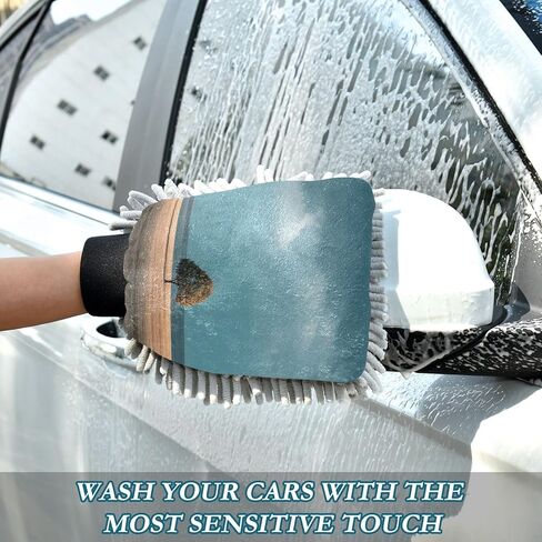 AIXIWAWA Wild Tree Print Car Wash Mitt Washing Glove Scratch Free Water Absorbent 2 Pack Medium in Kuwait