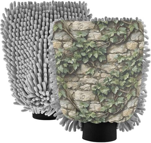 AIXIWAWA Wall Green Print Car Wash Mitt Washing Glove Scratch Free Water Absorbent 2 Pack Large in Saudi Arabia