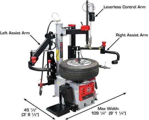 ATLAS Automotive Equipment PTC500 Platinum Center Post Tire Changer, Lever/No-Lever System, Smart Lock Mounting, Integrated Wheel Lift, Accessory Kit, Italian Engineering, High-Volume Efficiency in Saudi Arabia