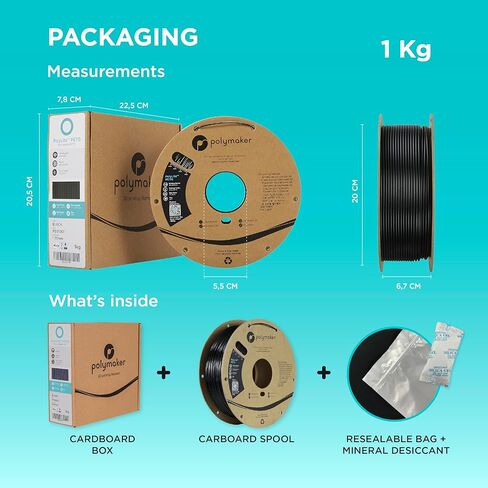 Polymaker PETG Filament 1.75mm, 1kg Strong PETG 3D Printer Filament Dark Blue - PolyLite PETG Blue 3D Printing Filament 1.75mm, Dimensional Accuracy +/- 0.03mm, Print with Most 3D Printers in Kuwait