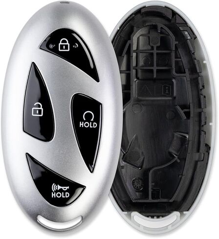 StandardAutoPart Premium Replacement Key Shell Case Compatible with Hyundai Santa Fe Tucson Elantra Kona Sonata Ioniq (Chrome + Black) (4 Button) in Saudi Arabia