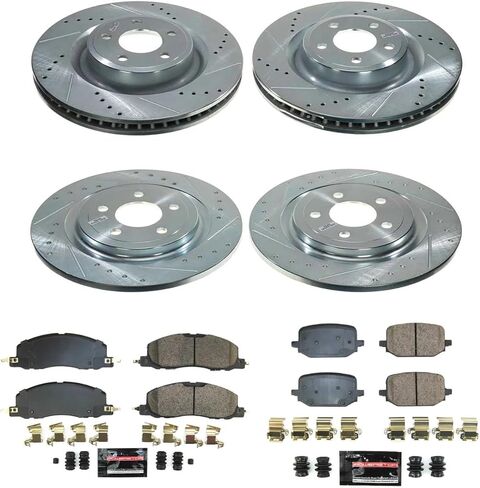 Power Stop Front and Rear K8693 Carbon-Fiber Ceramic Brake Pad and Drilled and Slotted Rotor Z23 Daily Driver Kit For Ford Explorer 2020-2023 [Model Specific] in Saudi Arabia