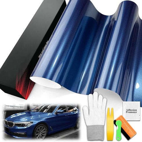 1FTx5FT PET Super Gloss Metallic Midnight Blue High Glossy Vinyl Wrap Auto Car Sticker Decal Film Sheet Bubble Free Air Release Technology with Tool Set in Saudi Arabia
