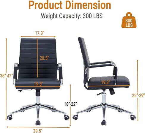 Sidanli Ergonomic Desk Chairs, Executive Swivel Faux Leather Mid Back Chair with Comfortable Lumbar Support and Smooth Rolling Wheels for Office, White in Saudi Arabia