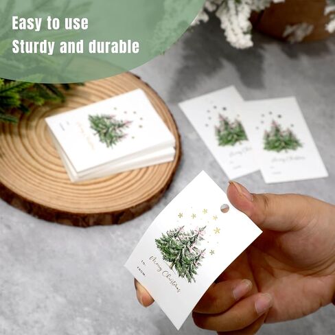 Whaline 60Pcs Christmas Gift Tags with Ribbon Gold Foil Pink Bow Merry Xmas Tree Hanging Labels Paper Name Tags for Winter Holiday Gift Wrapping DIY Crafts in Saudi Arabia