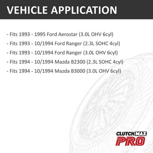 مجموعة القابض ClutchMaxPRO شديدة التحمل من OEM مع أسطوانة تابعة متوافقة مع 1993-10/1994 Ranger B2300 B3000 1993-1995 Aerostar (CP07093HDWS-CK) in Saudi Arabia