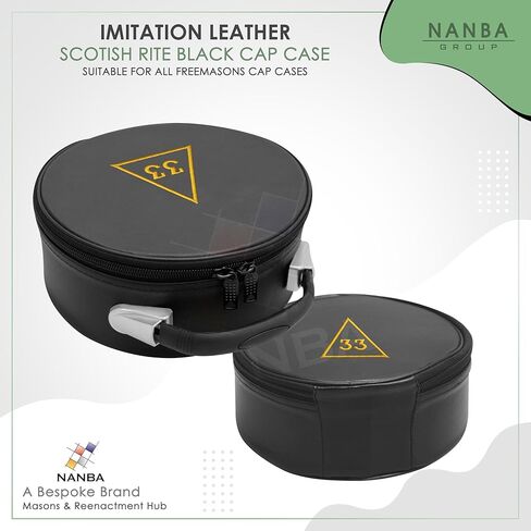 Freemason Masonic Cap Case – Premium Imitation Leather, Portable Fez Storage & Display Box - Machine Embroidery (33rd Degree Scottish Rite) in Saudi Arabia