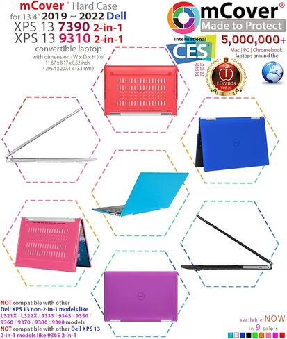 حافظة mCover متوافقة مع أجهزة الكمبيوتر المحمولة القابلة للتحويل 2019~2022 مقاس 13.4 بوصة Dell XPS 13 7390/9310 2 في 1 فقط (لا تناسب موديلات Dell XPS الأخرى) - أزرق in Saudi Arabia