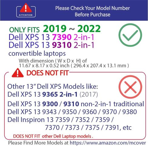 حافظة mCover متوافقة مع أجهزة الكمبيوتر المحمولة القابلة للتحويل 2019~2022 مقاس 13.4 بوصة Dell XPS 13 7390/9310 2 في 1 فقط (لا تناسب موديلات Dell XPS الأخرى) - أزرق in Saudi Arabia