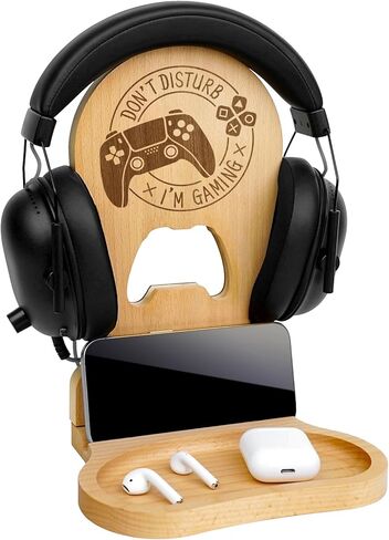 Gifts for Boyfriend - Gamer Gifts for Men - Wooden Gaming Headset Stand with Light - Gaming Boys Room Decor - Gaming Accessories in Saudi Arabia