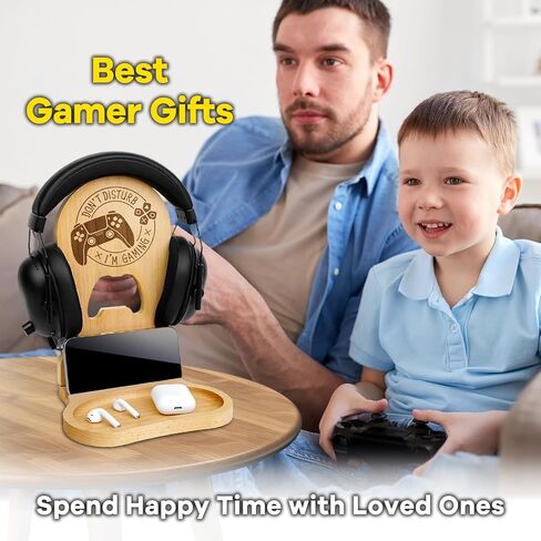 Gifts for Boyfriend - Gamer Gifts for Men - Wooden Gaming Headset Stand with Light - Gaming Boys Room Decor - Gaming Accessories in Saudi Arabia