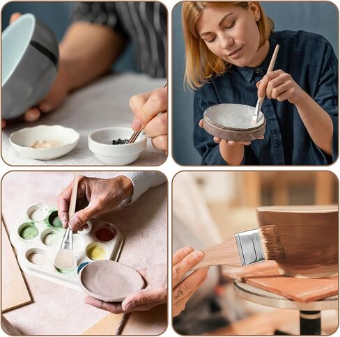 10 Pcs Pottery Glaze Brushes Soft Bristle Ceramic Brushes Set Glazing Goat Hair Blending Brush Blending Mop Underglaze Brush Acrylic Watercolor Art Paintbrush for Oil Pottery Painting Artists in Saudi Arabia