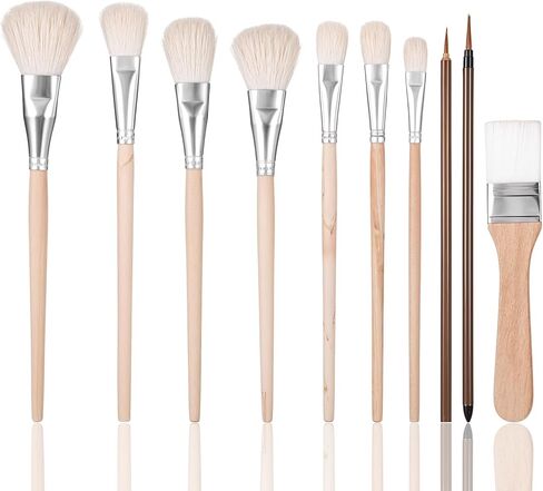 10 Pcs Pottery Glaze Brushes Soft Bristle Ceramic Brushes Set Glazing Goat Hair Blending Brush Blending Mop Underglaze Brush Acrylic Watercolor Art Paintbrush for Oil Pottery Painting Artists in Saudi Arabia