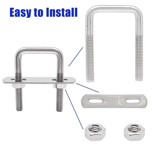 U Bolts 2 Inch Wide, 120mm Length M10 Stainless Steel Square Tube Clamps with Nut and Plate (4 Set) in Kuwait