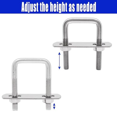 U Bolts 2 Inch Wide, 120mm Length M10 Stainless Steel Square Tube Clamps with Nut and Plate (4 Set) in Kuwait