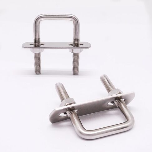 U Bolts 2 Inch Wide, 120mm Length M10 Stainless Steel Square Tube Clamps with Nut and Plate (4 Set) in Kuwait