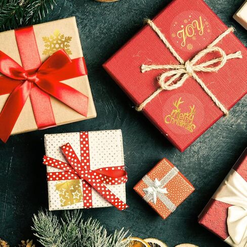 Merry Christmas Stickers Roll Gold Foil Snowflake Xmas Tree Paper Decals 6 Design Sparkly Winter Self-Adhesive Decorative Stickers for Envelope Sealing Invitation Card Party Supplies, 500Pcs in Saudi Arabia