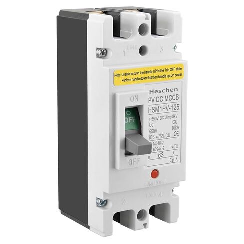 DC Molded Case Circuit Breaker MCCB, HSM1PV-125, 2 Poles, DC550V 80A, Photovoltaic Circuit Breaker, for Solar PV System Solar Panels Grid System in Saudi Arabia