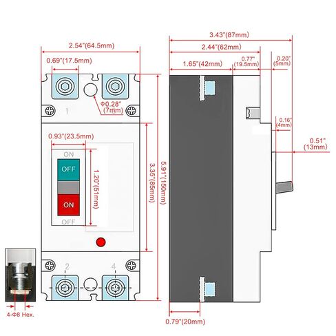 DC Molded Case Circuit Breaker MCCB, HSM1PV-125, 2 Poles, DC550V 80A, Photovoltaic Circuit Breaker, for Solar PV System Solar Panels Grid System in Saudi Arabia