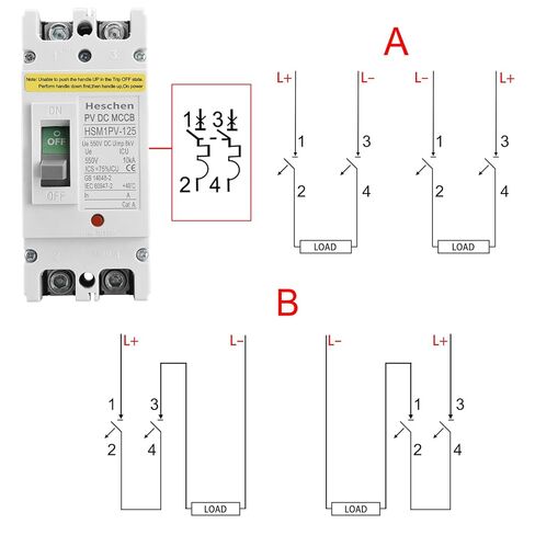 DC Molded Case Circuit Breaker MCCB, HSM1PV-125, 2 Poles, DC550V 80A, Photovoltaic Circuit Breaker, for Solar PV System Solar Panels Grid System in Saudi Arabia