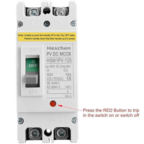 DC Molded Case Circuit Breaker MCCB, HSM1PV-125, 2 Poles, DC550V 80A, Photovoltaic Circuit Breaker, for Solar PV System Solar Panels Grid System in Saudi Arabia