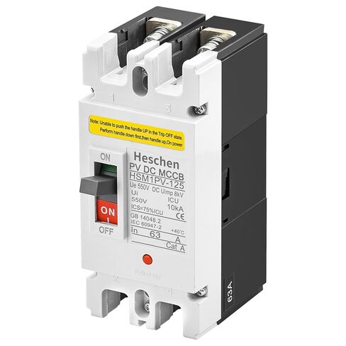 DC Molded Case Circuit Breaker MCCB, HSM1PV-125, 2 Poles, DC550V 80A, Photovoltaic Circuit Breaker, for Solar PV System Solar Panels Grid System in Saudi Arabia