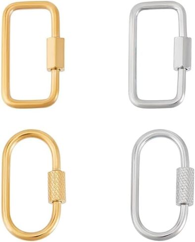 UNICRAFTALE 4Pcs 2 Colors Stainless Steel Screw Locking Carabiner Golden Oval Necklace Connector Metal Lock Clasps Keychain Hook Pendants for DIY Necklaces Bracelet Jewelry Making in Saudi Arabia