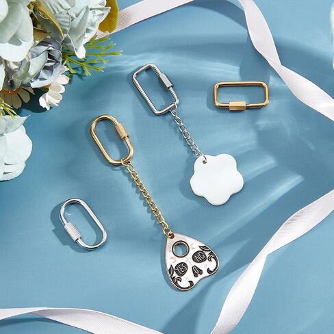 UNICRAFTALE 4Pcs 2 Colors Stainless Steel Screw Locking Carabiner Golden Oval Necklace Connector Metal Lock Clasps Keychain Hook Pendants for DIY Necklaces Bracelet Jewelry Making in Saudi Arabia