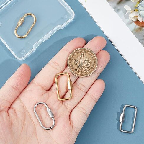 UNICRAFTALE 4Pcs 2 Colors Stainless Steel Screw Locking Carabiner Golden Oval Necklace Connector Metal Lock Clasps Keychain Hook Pendants for DIY Necklaces Bracelet Jewelry Making in Saudi Arabia