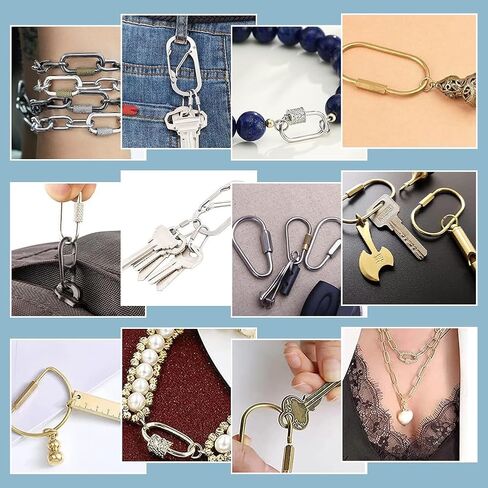 UNICRAFTALE 4Pcs 2 Colors Stainless Steel Screw Locking Carabiner Golden Oval Necklace Connector Metal Lock Clasps Keychain Hook Pendants for DIY Necklaces Bracelet Jewelry Making in Saudi Arabia