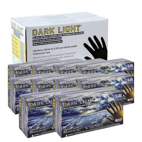 Adenna Dark Light 9 mil Nitrile Powder Free Exam Gloves (Black), Large - Box of 100 (DLG676) in Kuwait