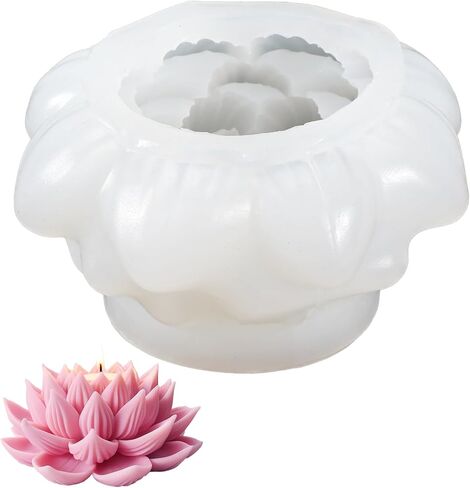 Silicone Lotus Mold 3D Lotus Candle Soap Resin Molds Flower Candle Making Supplies DIY Candles Epoxy Resin Moulds for Craft Decor in Saudi Arabia