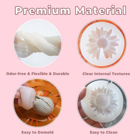 5PCS Flower Molds Silicone, Candle Molds for Candle Making Peony Rose Tulip Daisy Sunflower Moldes para Velas for Wax, Soap, Resin Craft, Ice Block, Cake, Chocolate in Kuwait