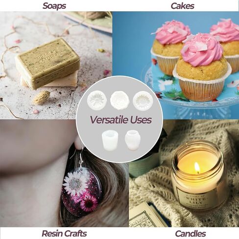 5PCS Flower Molds Silicone, Candle Molds for Candle Making Peony Rose Tulip Daisy Sunflower Moldes para Velas for Wax, Soap, Resin Craft, Ice Block, Cake, Chocolate in Kuwait