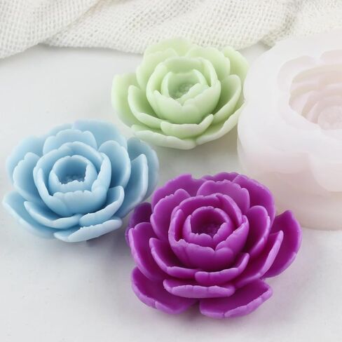 Camellia Flower Candle Mold Camellia Silicone Candle Molds Flower Resin Casting Mold for Candle Home Decorate Mold Candle Making Mold Aromatherapy Gypsum Candles Clay Craft in Saudi Arabia