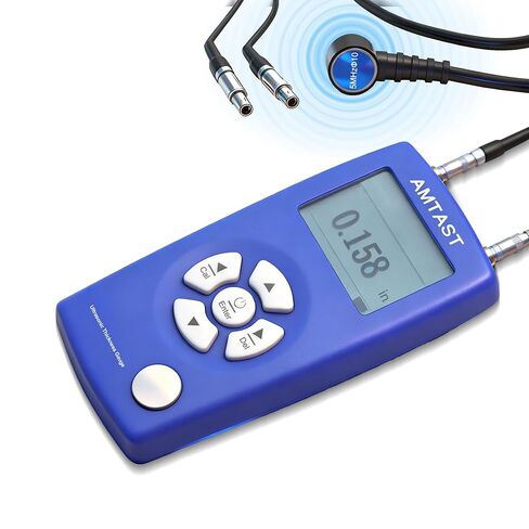AMTAST Thickness Gauge Professional Digital Ultrasonic Thickness Tool Range 1.2~225mm 0.05-8.8inch LCD Meter Tester Measuring Tool in Kuwait