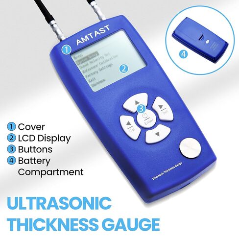 AMTAST Thickness Gauge Professional Digital Ultrasonic Thickness Tool Range 1.2~225mm 0.05-8.8inch LCD Meter Tester Measuring Tool in Kuwait
