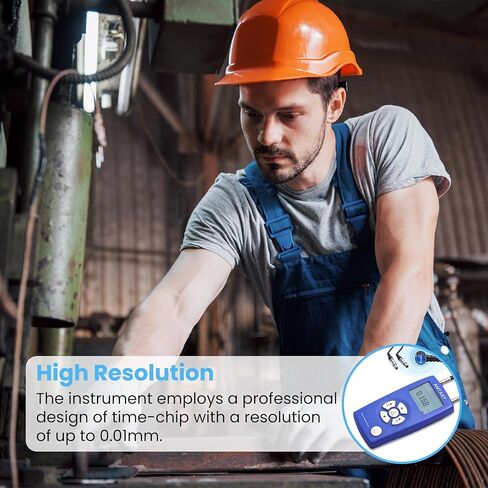 AMTAST Thickness Gauge Professional Digital Ultrasonic Thickness Tool Range 1.2~225mm 0.05-8.8inch LCD Meter Tester Measuring Tool in Kuwait