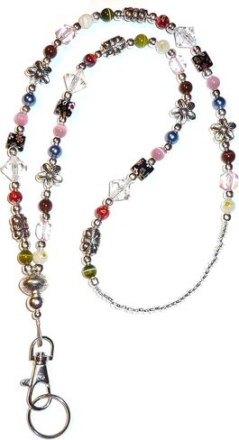 Hidden Hollow Beads Super Slim White Strong Breakaway Clasp Women's Lanyard, Beaded Badge ID Card Holder, Made in USA Teacher Cruise Key Keychain Phone in Saudi Arabia