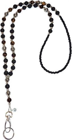 Hidden Hollow Beads Super Slim White Strong Breakaway Clasp Women's Lanyard, Beaded Badge ID Card Holder, Made in USA Teacher Cruise Key Keychain Phone in Saudi Arabia