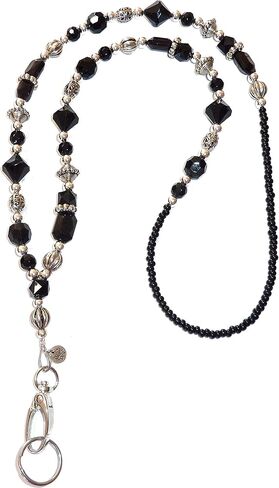 Hidden Hollow Beads Super Slim White Strong Breakaway Clasp Women's Lanyard, Beaded Badge ID Card Holder, Made in USA Teacher Cruise Key Keychain Phone in Saudi Arabia