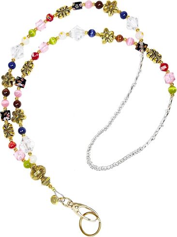 Hidden Hollow Beads Super Slim White Strong Breakaway Clasp Women's Lanyard, Beaded Badge ID Card Holder, Made in USA Teacher Cruise Key Keychain Phone in Saudi Arabia