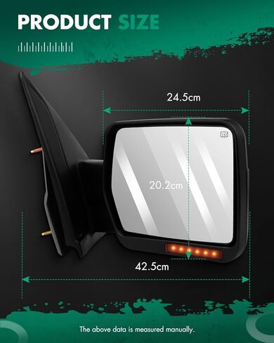 SCITOO Tow Mirrors Compatible with for 2007-2014 For Ford For F150 Series Pickup Truck Mirrors Power Adjusted Heated Turn Signal Light Black Housing Towing Mirrors LH RH in Saudi Arabia