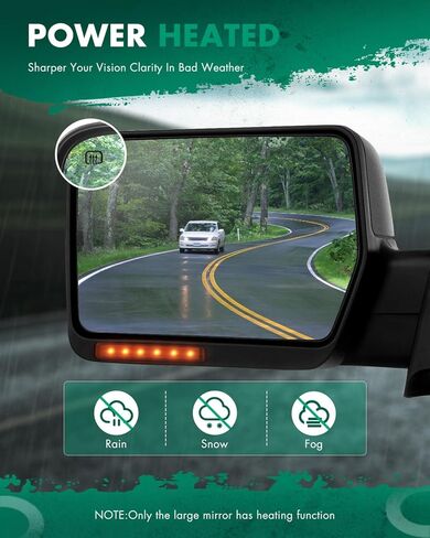 SCITOO Tow Mirrors Compatible with for 2007-2014 For Ford For F150 Series Pickup Truck Mirrors Power Adjusted Heated Turn Signal Light Black Housing Towing Mirrors LH RH in Saudi Arabia