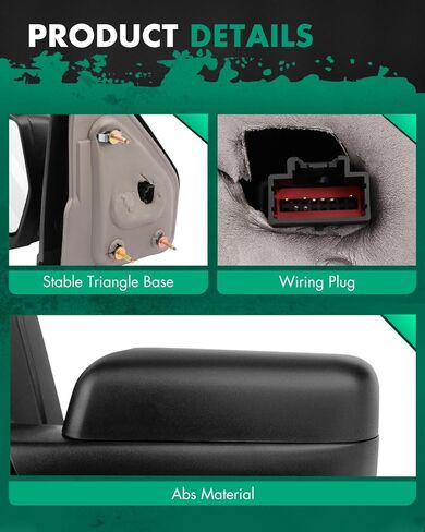 SCITOO Tow Mirrors Compatible with for 2007-2014 For Ford For F150 Series Pickup Truck Mirrors Power Adjusted Heated Turn Signal Light Black Housing Towing Mirrors LH RH in Saudi Arabia