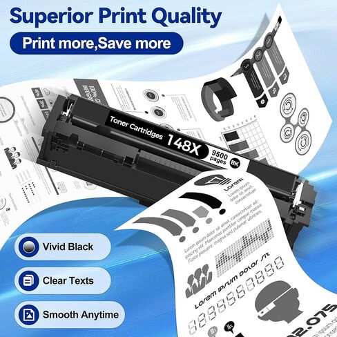 خراطيش حبر 148X عبوتان (19000 صفحة) متوافقة مع سلسلة LaserJet Pro 4001 MFP 4101 لطابعة HP 148X 148A W1480X عالية الإنتاجية لطابعة Pro 4001dw 4001dn 4001n MFP 4101fdw 4101fdn in Kuwait