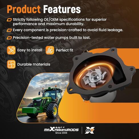 مضخات مياه maxpeedingrods لجرار جون ديري 5065M، 5075M، 5225، 5325، 5325N استبدال RE545573 RE545572 RE507604 in Saudi Arabia