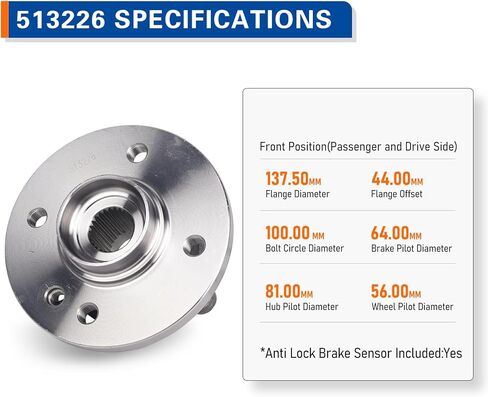PAROD 513226 Front Wheel Hub Bearing Assembly Compatible with 2002-2006 Mini Cooper w/Encoder ABS in Saudi Arabia