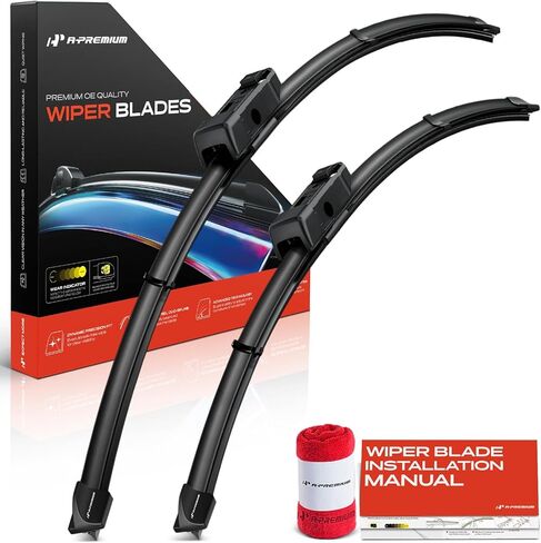A-Premium Pack of 2 Windshield Wiper Blades with Wear Indicator & Towel - Compatible with Audi A3 2015-2016, RS3 2017-2020, S3 & Volkswagen Arteon - 26" and 19", TLPN Connector, Left and Right in Saudi Arabia